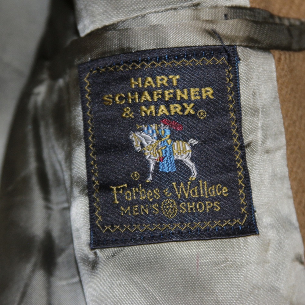 Hart Schaffner Marx Overcoat Mens 46R Tan Wool‎ Double Breasted - Picture 5 of 11